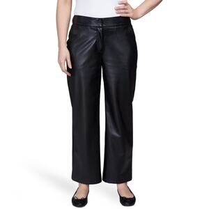 Ruby Rd Women's Spot On Faux Leather Wide Leg Pants in Black